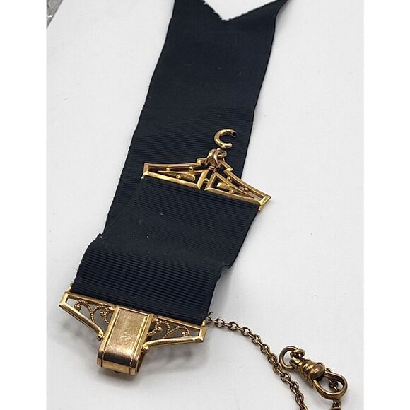 VINTAGE ANTIQUE Goldfilled VICTORIAN Art Deco FUNERAL POCKET WATCH Chain 6in D&G - Picture 1 of 6